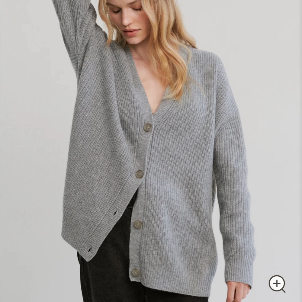 Jenni Kayne Cashmere Cocoon sweater cardigan in Heather Gray, size S